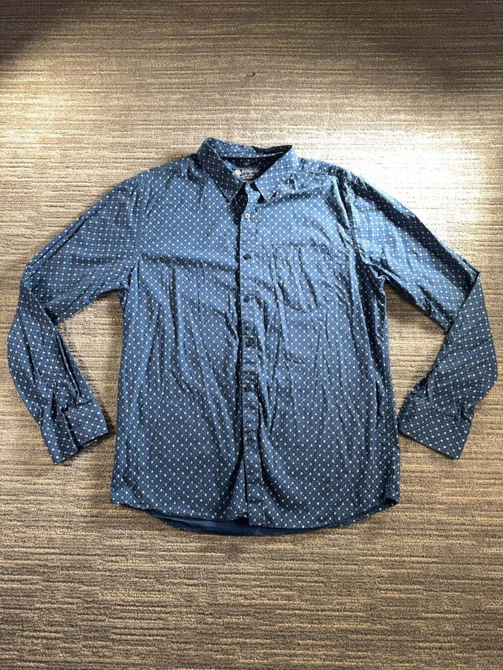 American Rag Cie Men's Long Sleeve Button Down Shirt Blue Patterned Size Large